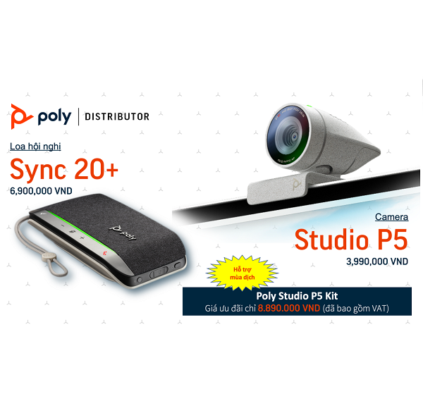 Giải pháp Hội nghị Poly Studio P5 Kit with Sync 20+
