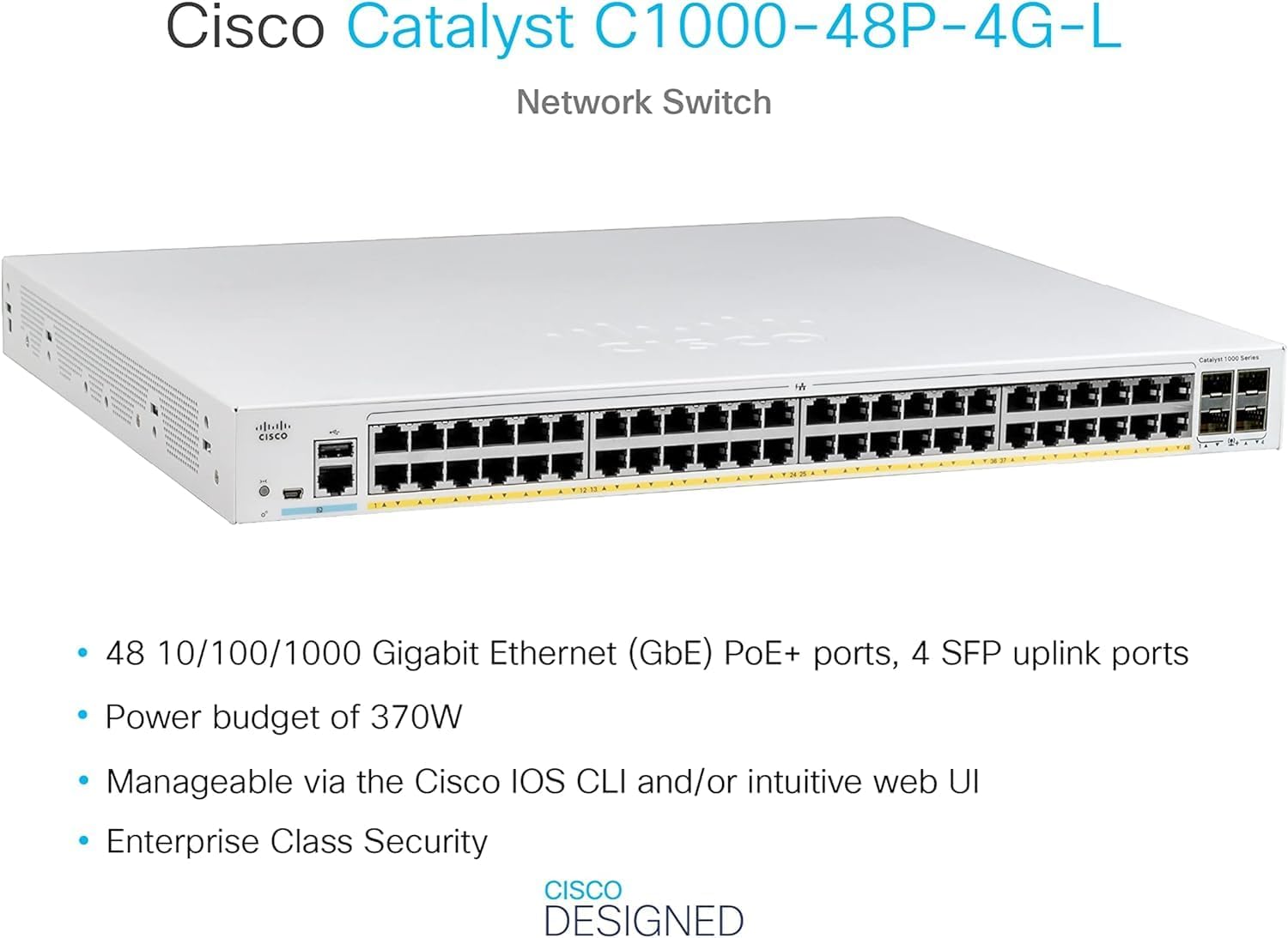 C1000-48P-4G-L Switch Cisco Catalyst 1000 48port GE, POE, 4x1G SFP
