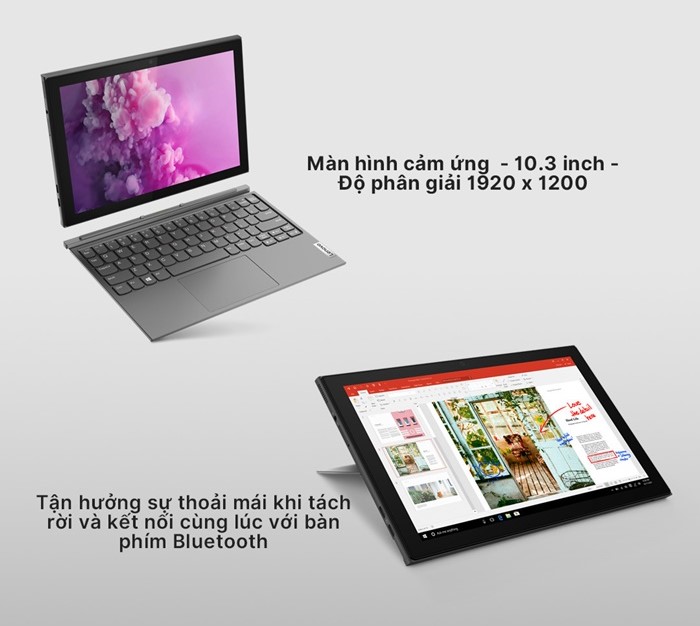 Laptop Lenovo IdeaPad Duet 3 10IGL5 82AT00HGVN (Pentium Silver N5030 | 8GB | 256GB | Intel UHD | 10.3 inch WUXGA | Cảm ứng | Win 10 | Xám)