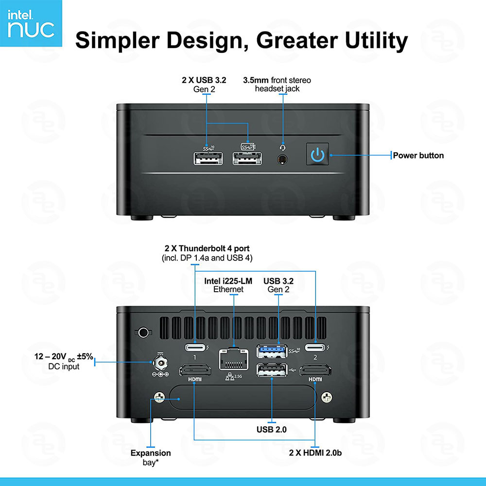 PC Intel NUC 12 Pro NUC12WSHi5 - RNUC12WSHI50000 (i5-1240P/Iris Xe Graphics/Wi-Fi 6+Bluetooth)