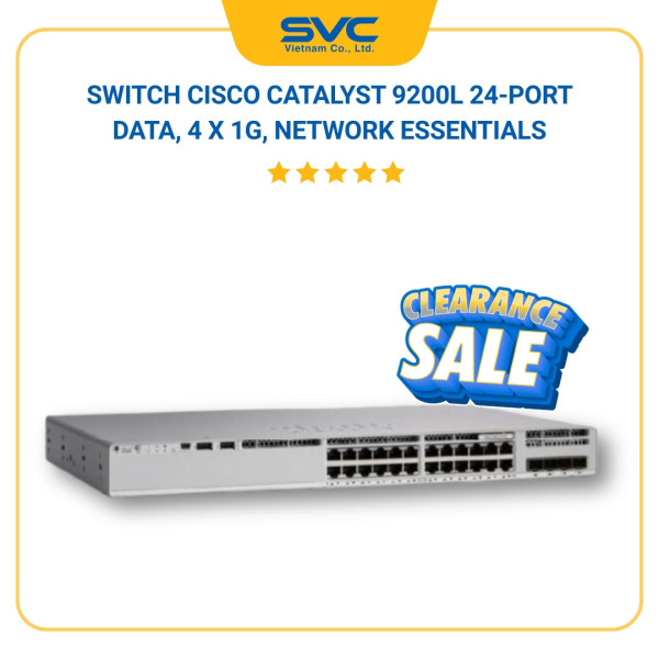 C9200L-24T-4G-E Switch Cisco Catalyst 9200L 24-port data, 4 x 1G, Network Essentials