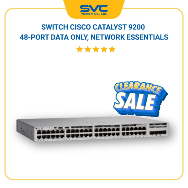 C9200-48T-E Switch Cisco Catalyst 9200 48-port data only, Network Essentials