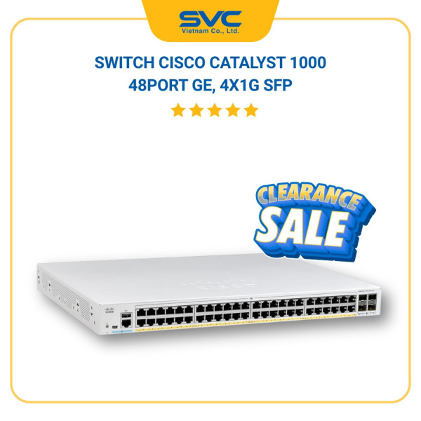 C1000-48T-4G-L Switch Cisco Catalyst 1000 48port GE, 4x1G SFP