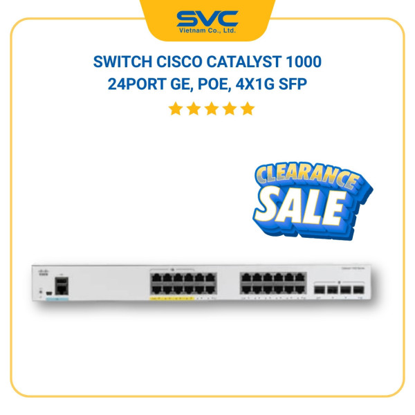 C1000-24P-4G-L Switch Cisco Catalyst 1000 24port GE, POE, 4x1G SFP
