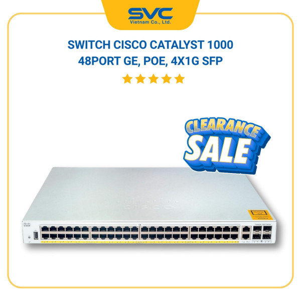 C1000-48P-4G-L Switch Cisco Catalyst 1000 48port GE, POE, 4x1G SFP