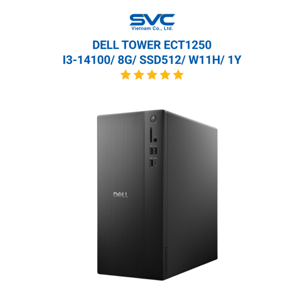 Máy tính để bàn Dell Tower ECT1250, i3-14100/ 8G/ SSD512/ W11H/ 1Y