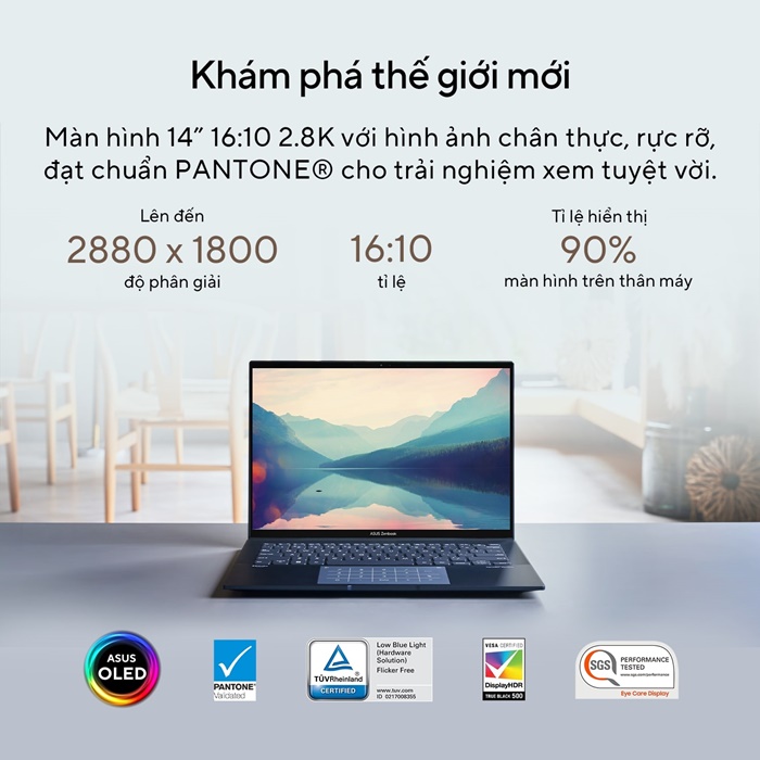 Laptop Asus Zenbook 14 OLED UX3402VA-KM203W 90NB10G6-M00970 (Intel Core I5-1340P | 16GB | 512GB | Intel Iris Xe | 14 inch OLED WQXGA+ | Win 11 | Bạc)