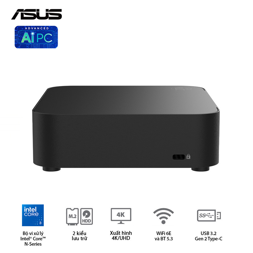 Bộ Mini PC Asus NUC 14 Essential RNUC14MNK97 (NUC14MNK (N97)/1xDDR5-4800/1x M.2 22x80/2242 PCIe Gen3x4 /1x LAN/No-OS) - RNUC14MNK9700000