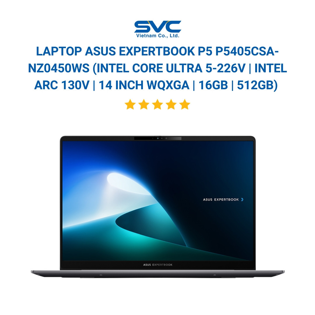 Laptop ASUS ExpertBook P5 P5405CSA-NZ0450WS (Intel Core Ultra 5-226V | Intel Arc 130V | 14 inch WQXGA | 16GB | 512GB | Win 11 Home | Office | Xám)