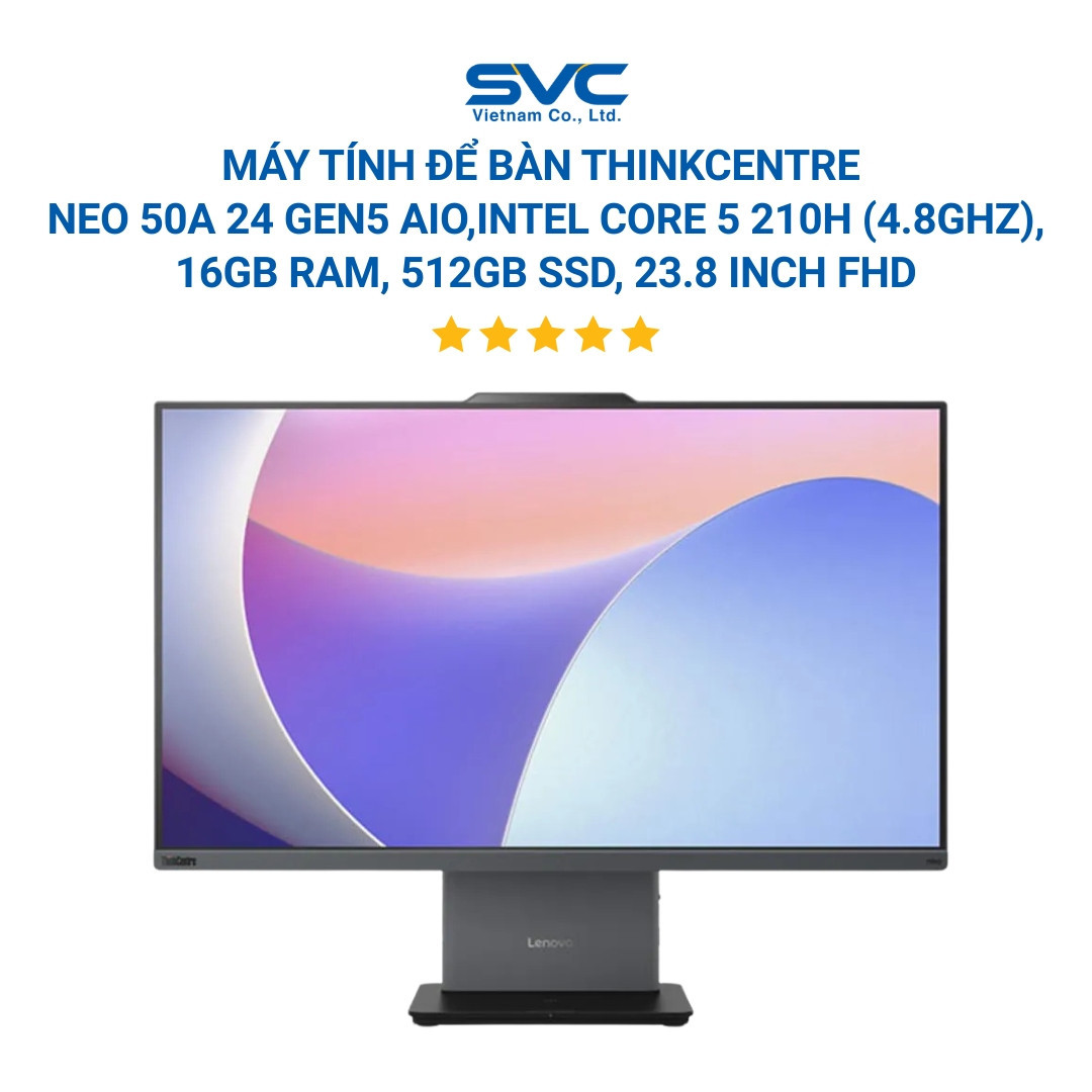 Lenovo ThinkCentre Neo 50a 24 Gen 5 AIO Core 5 210H/16GB/512GB SSD/23.8FHD/WiFi 6/Kèm Phím Chuột Không Dây